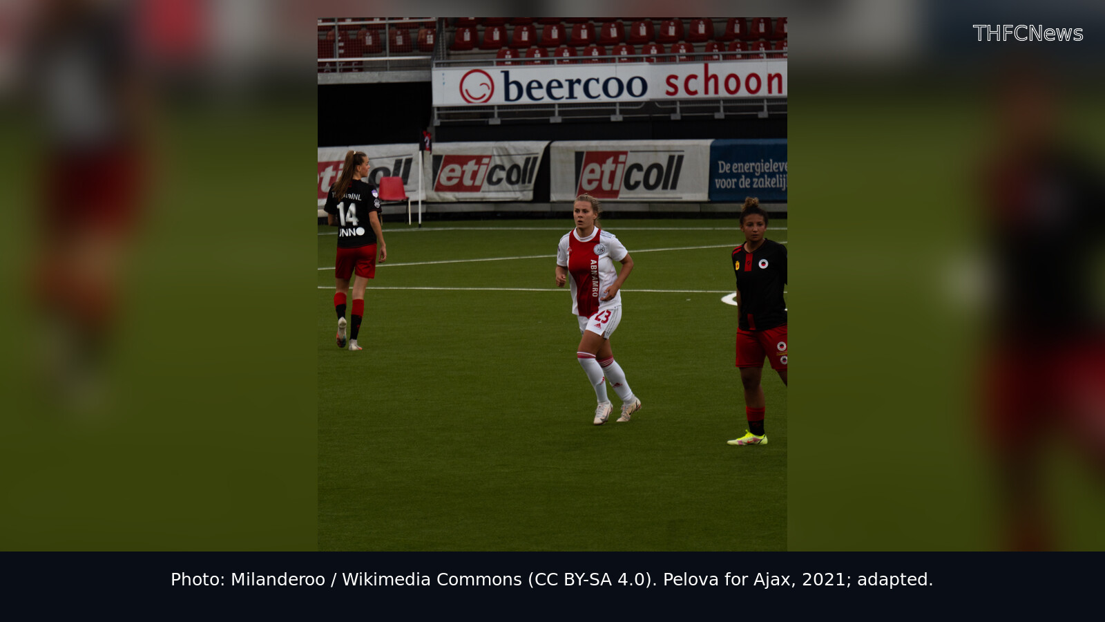 Archive photo of Victoria Pelova playing for Ajax in 2021, not Sunday's Tottenham-Aston Villa game